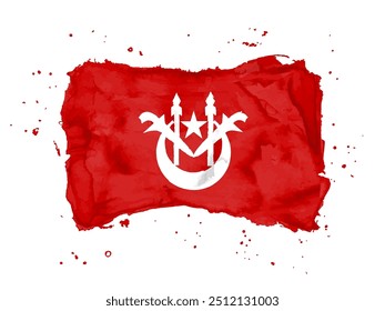 Flag of  Kelantan,  brush stroke background.  Flag State Kelantan of Malaysia on white background. Watercolor style for your design, app, UI.  EPS10