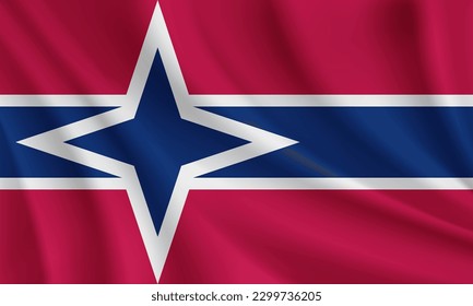 Flag of Kelley, Iowa, USA. Realistic waving flag of Kelley vector background.