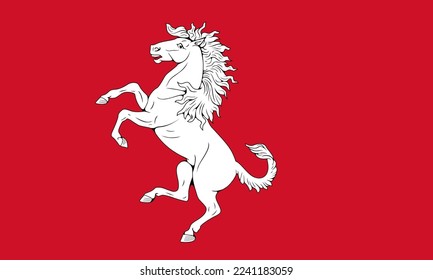 Flag of Kent Ceremonial county (England, United Kingdom of Great Britain and Northern Ireland, uk) Invicta Flag or Invicta Flag of Kent, Gules, a horse rampant argent