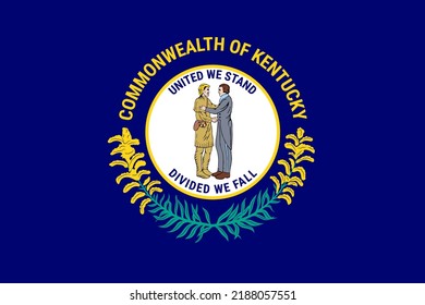 Flag of Kentucky, symbol of USA federal state. Full frame federal flag of Kentucky with state seal on dark blue field realistic vector illustration