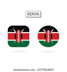 Flag of Kenya 2 Shapes icon 3D cartoon style.
