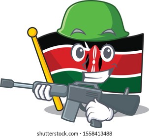 Flag kenya army cartoon with character happy