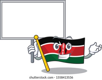 Flag kenya bring board cartoon with character happy