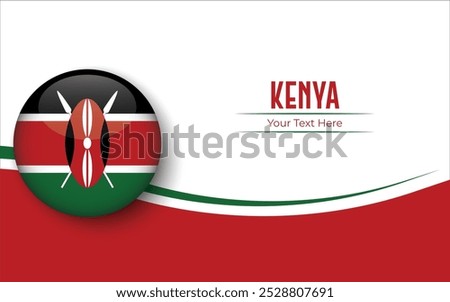 Flag of Kenya Circle isolated on White background with Text. Banner, Poster, vector, template, Mockup, Background, Social Media, Post, 3D.