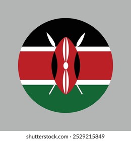 the flag of Kenya circular vector design and digital illustration , National flag of Kenya with grey background