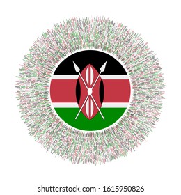 Flag of Kenya with colorful rays. Radiant country sign. Shiny sunburst with Kenya flag. Attractive vector illustration.