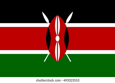 Flag of Kenya in correct size, proportions and colors. Accurate official standard dimensions. Kenyan national flag. African patriotic symbol, banner, element, background. Vector illustration