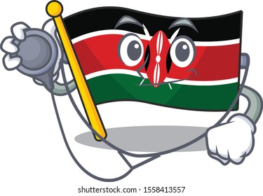 Flag Kenya Doctor Cartoon With Character Happy