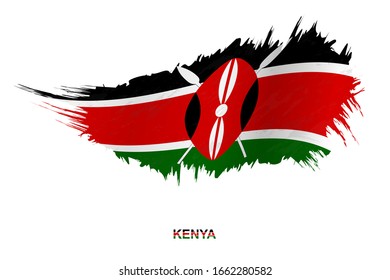 Bandera de Kenia en estilo grunge con efecto ondulado, bandera de trazo de pincel vectorial.