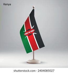 Flag of Kenya hanging on a flag stand. Usable for summit or conference presentaiton