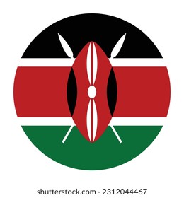 The flag of Kenya. Flag icon. Standard color. Round flag. Computer illustration. Digital illustration. Vector illustration.