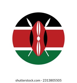The flag of Kenya. Flag icon. Standard color. Round flag. Computer illustration. Digital illustration. Vector illustration.