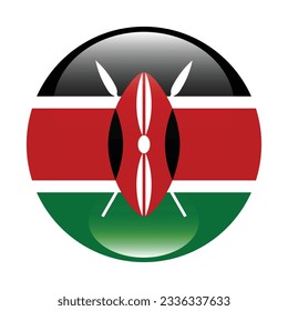 The flag of Kenya. Flag icon. Standard color. Circle icon flag. 3d illustration. Computer illustration. Digital illustration. Vector illustration.