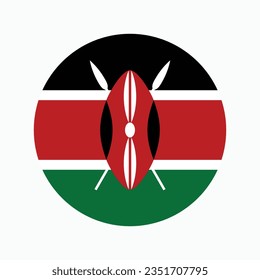 The flag of Kenya. Flag icon. Standard color. Circle icon flag. Computer illustration. Digital illustration. Vector illustration.
