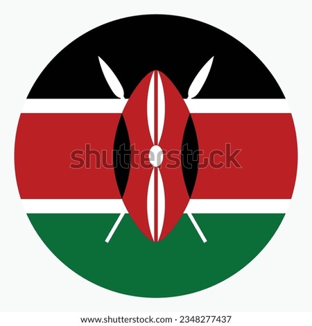 The flag of Kenya. Flag icon. Standard color. Circle icon flag. Computer illustration. Digital illustration. Vector illustration.