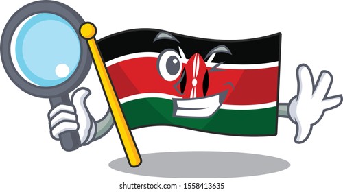 Flag kenya isolated detective mascot on cartoon