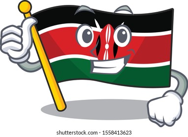 Flag kenya isolated thumbs up mascot on cartoon