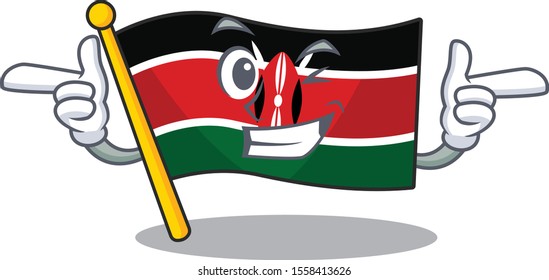 Flag kenya isolated wink mascot on cartoon