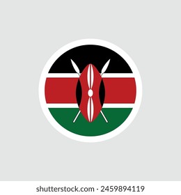 Flag of Kenya. Kenyan flag with shield and spears. State symbol of the Republic of Kenya.