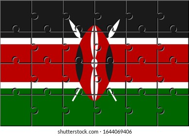 Bandera kenya hecha con piezas de rompecabezas