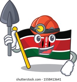 Flag kenya mascot in shape character miner