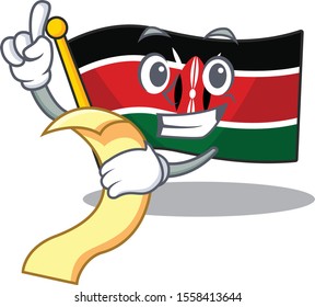 Flag kenya mascot in shape character holding bill