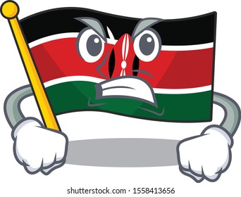 Flag kenya mascot in shape character angry