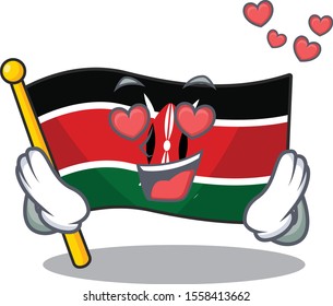 Flag kenya mascot in shape character in love