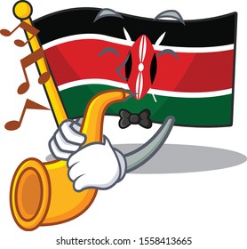 Flag kenya mascot in shape character with trumpet