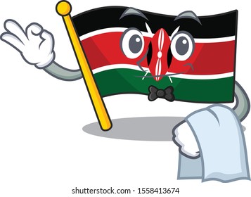 Flag kenya mascot in shape character waiter
