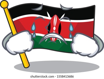 Flag kenya mascot in shape character crying