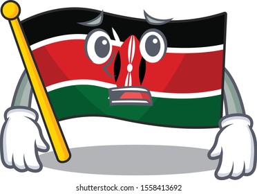 Flag kenya mascot in shape character afraid