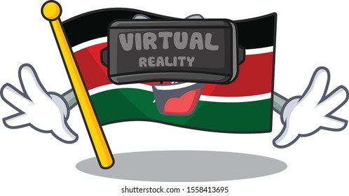 Flag kenya mascot in shape character virtual reality