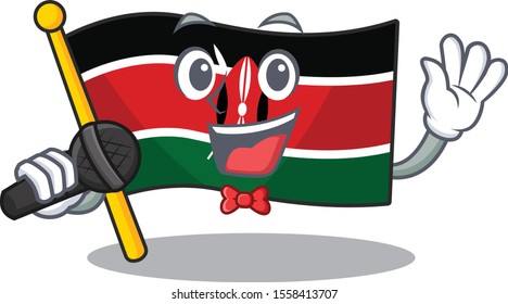 Flag kenya mascot in shape character singing