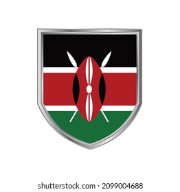 Flag of Kenya with metal shield frame