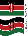 Flag of Kenya. National Kenya flag icon. Waving flag of Kenya. flat style.
