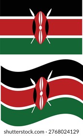 Flag of Kenya. National Kenya flag icon. Waving flag of Kenya. flat style.