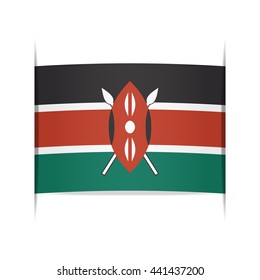 Flag of Kenya, officially the Republic of Kenya. Vector illustration of a stylized flag. The slit in the paper with shadows. Element for infographics.