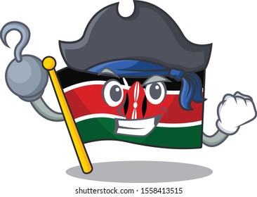 Flag kenya pirate cartoon with character happy