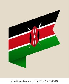 Bandera de Kenia presentada como una Ilustración vectorial de cinta doblada, un símbolo nacional moderno para proyectos de diseño patriótico..