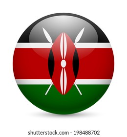 Flag of Kenya as round glossy icon. Button with Kenyan flag