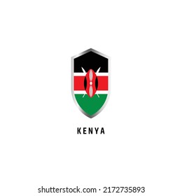 Flag of Kenya with shield shape icon flat vector illustration