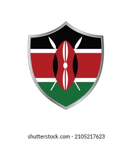 Flag of Kenya with silver shield frame