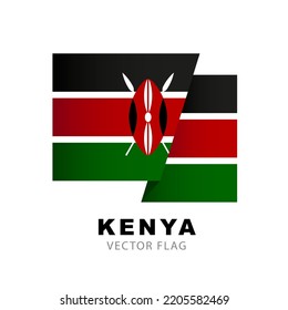 The flag of Kenya. Vector illustration on a white background. Colorful Kenyan flag logo.