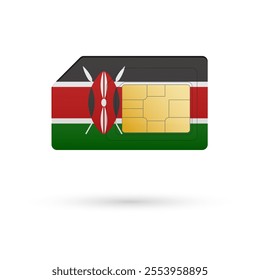 Flag of Kenya. Vector illustration of SIM Card with flag on white background