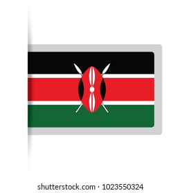 Flag of Kenya. Vector illustration of a stylized flag. The slit in the paper with shadows. isolated on white.