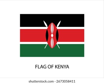 BANDERA DEL VECTOR DE KENIA, ILUSTRACIÓN TIPOGRAFÍA DE FONDO BLANCO