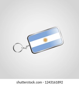 Flag key chain design vector