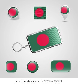 Flag key chain design vector