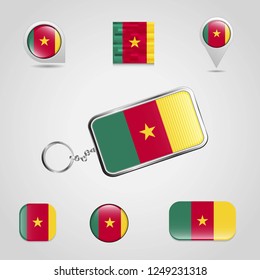 Flag key chain design vector